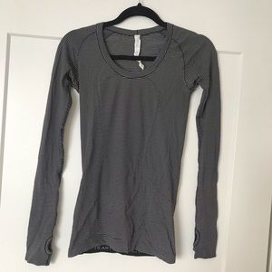 Black & white striped lululemon long sleeve